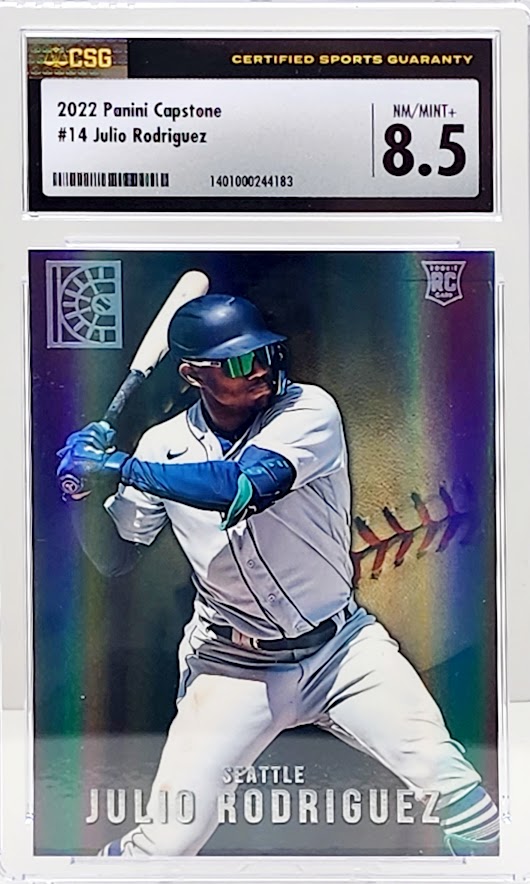 2022 Panini Capstone #14 Julio Rodriguez HOLO REFRACTOR ROOKIE RC MARINERS CSG 8.5 NM Mint