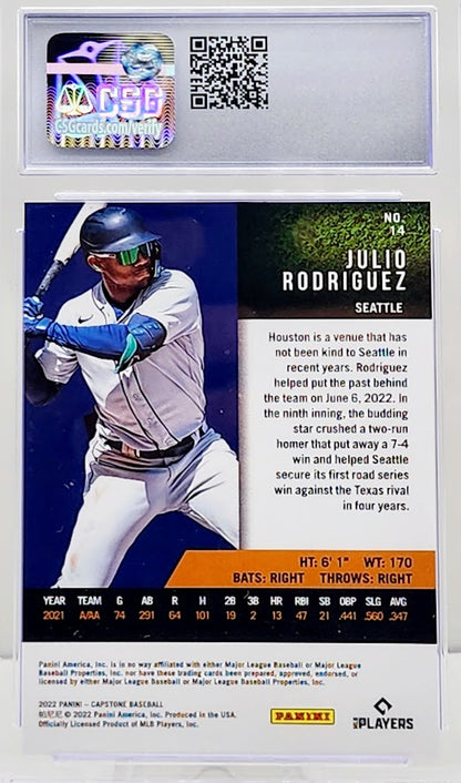 2022 Panini Capstone #14 Julio Rodriguez HOLO REFRACTOR ROOKIE RC MARINERS CSG 8.5 NM Mint