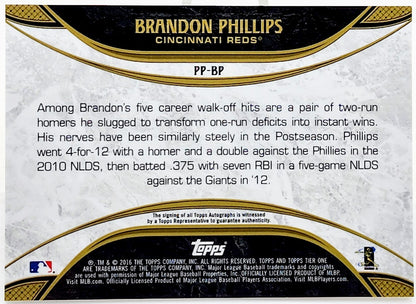 2016 Topps Tier One Prime Performers Auto /149 Brandon Phillips #PP-BP Auto