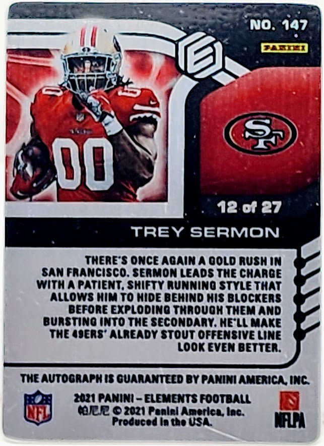 2021 Panini Elements RPS Steel Signatures COBALT # 147 Trey Sermon 49ers AUTO 12/27