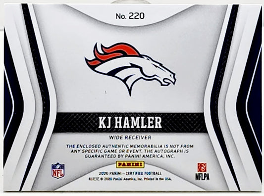 2020 Certified KJ Hamler Freshman Rookie Patch Auto RC #436/499 #220 Broncos