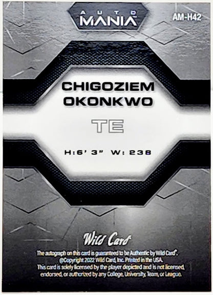 2022 Wild Card Auto Mania Orange #AM-H42 Chigoziem Okonkwo Rookie Auto 3/10