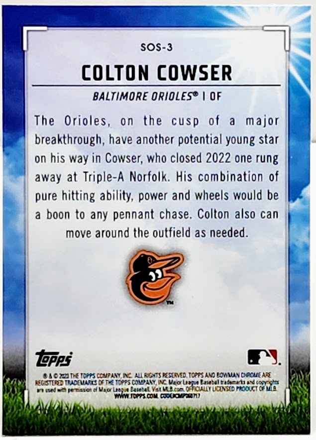 2023 Bowman Colton Cowser Sights On September Chrome Mojo Refractor #SOS-3
