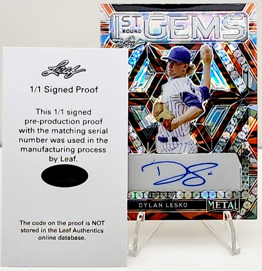 2022 Leaf Metal Dylan Lesko Tiger mojo Auto 1/1 Padres 1st round gems slabbed!