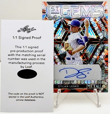 2022 Leaf Metal Dylan Lesko Tiger mojo Auto 1/1 Padres 1st round gems slabbed!