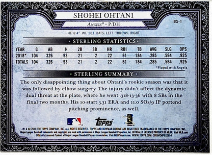 2019 Bowman Sterling Continuity Shohei Ohtani #BS-1 LA Angels
