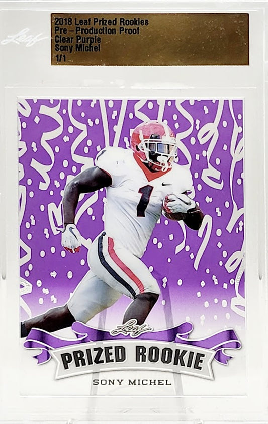 2018 Leaf Prized Rookies Sony Michel Clear Purple #1 Of 1