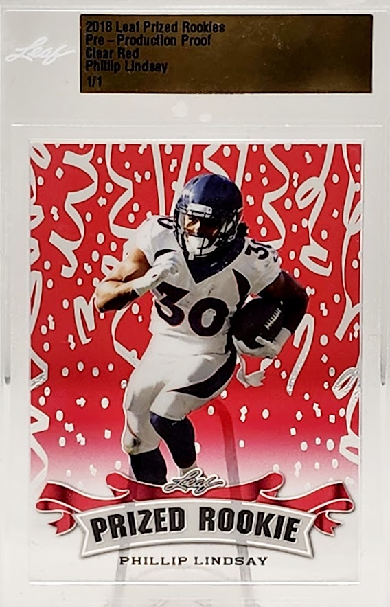 Phillip Lindsay 2018 Leaf Metal Prized Rookies Prismatic Clear RED #1/1