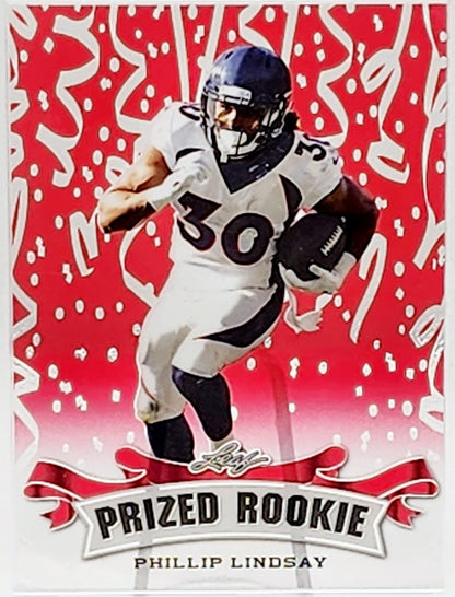 Phillip Lindsay 2018 Leaf Metal Prized Rookies Prismatic Clear RED #1/1
