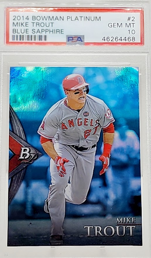 2014 BOWMAN Platinum #2 MIKE TROUT BLUE SAPPHIRE Los Angeles Angels PSA 10 Gem Mint