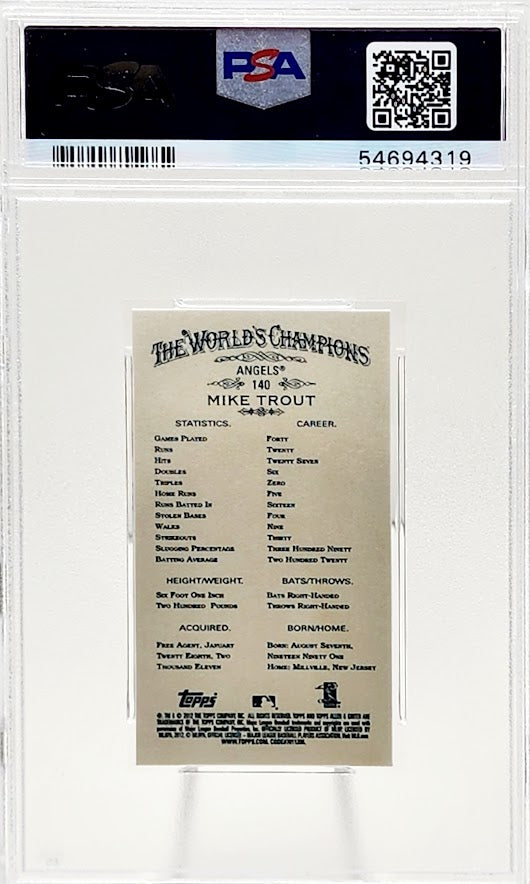 2012 Topps Allen & Ginter Mike Trout Mini Black Border #140 PSA 9 Mint Los Angeles Angels