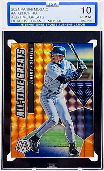 2021 Panini Mosaic Ichiro All-Time Greats Orange Reactive #ATG3 ISA 10 Mariners