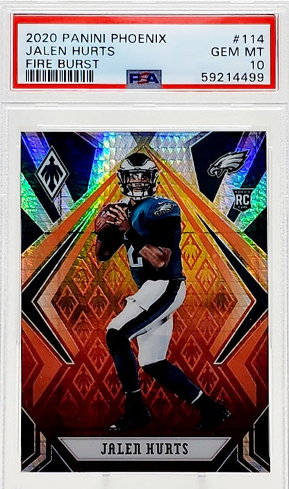 2020 Panini Phoenix JALEN HURTS Rookie Fire Burst PSA 10 #114 - Eagles
