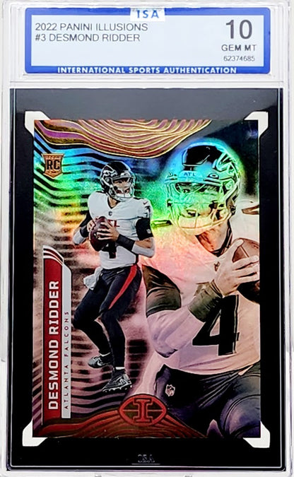 2022 Panini Illusions Desmond Ridder #3 Rookie RC Atlanta Falcons ISA 10 GEM Mint