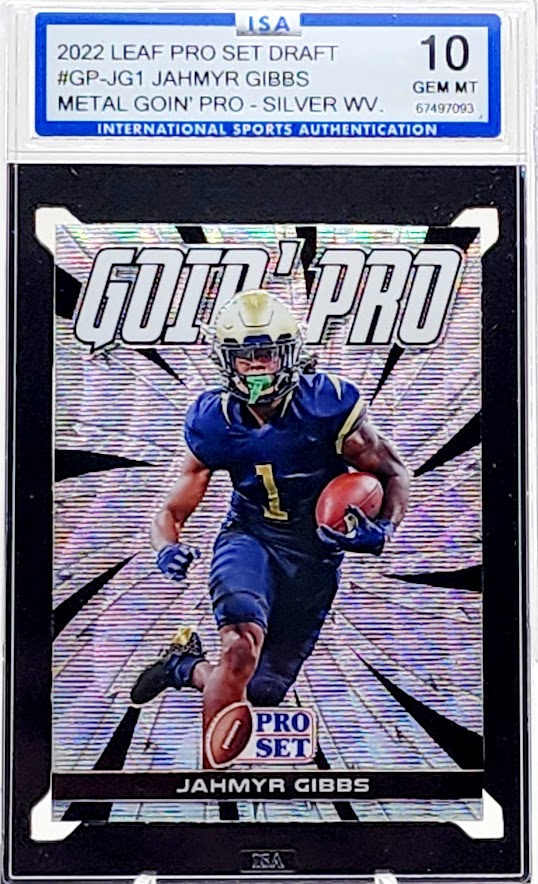 2022 Leaf Pro Set Draft Proof Goin' Pro Silver Wave Jahmyr Gibbs RC Rookie #GP-JG1 ISA 10 GEM Mint