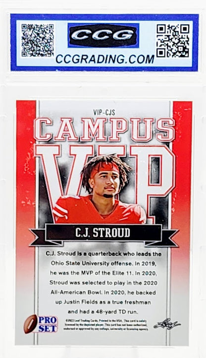 2022 Leaf Pro Set CJ Stroud Campus VIP Black Mojo Rookie VIP-CJS CCG 10 GEM Mint