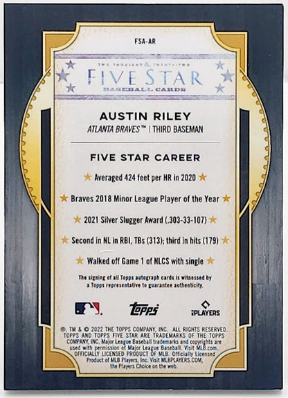 2022 Topps Five Star Auto Austin Riley #FSA-AR Braves Autograph /50