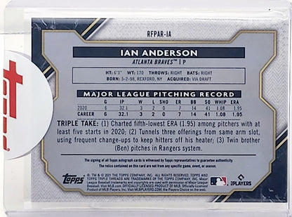 2021 Topps Triple Threads Gold /35 Ian Anderson #RFPAR-IA Rookie Auto RC