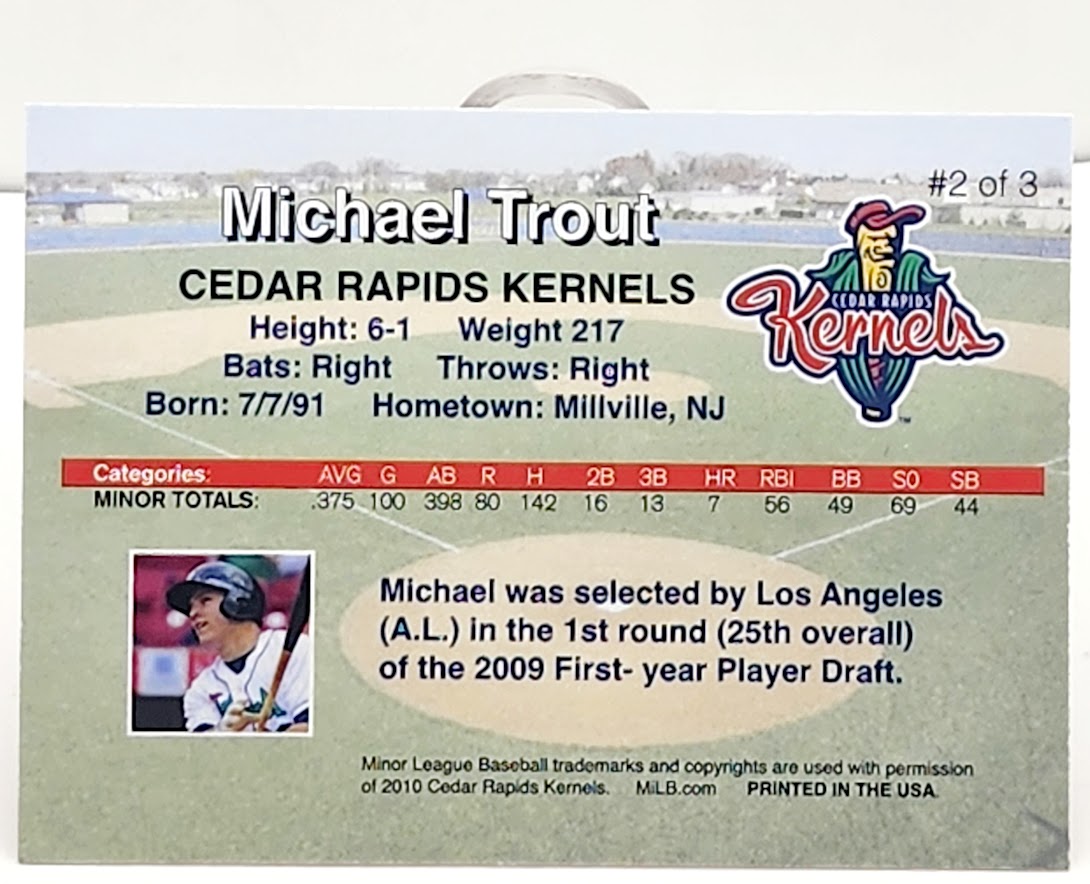 2010 Cedar Rapids Kernels Mike Trout # 2 Michael Trout - walk-of-famesports