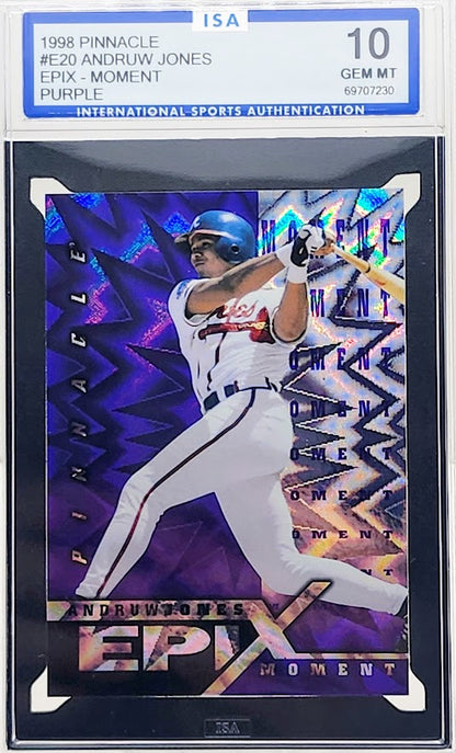1998 Pinnacle Epix Moment Andruw Jones Purple #E20 ISA 10 Gem Mint - walk-of-famesports
