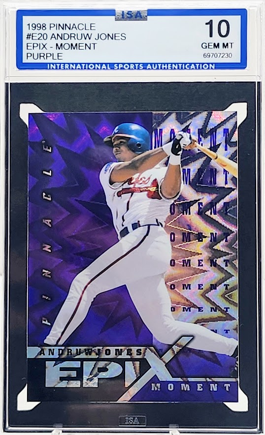 1998 Pinnacle Epix Moment Andruw Jones Purple #E20 ISA 10 Gem Mint - walk-of-famesports