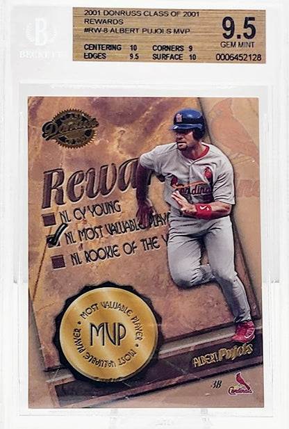 2001 DONRUSS CLASS OF 2001 REWARDS MVP ROOKIE ALBERT PUJOLS RC BGS 9.5 OLD LABEL - walk-of-famesports