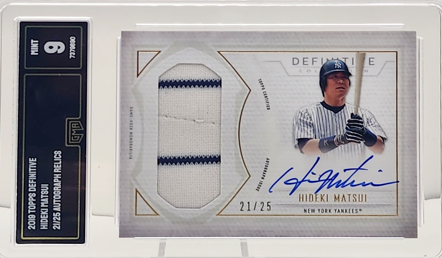 2019 Topps Definitive #DRAC-HM Hideki Matsui Auto Relics 21/25 GMA 9 Mint - walk-of-famesports