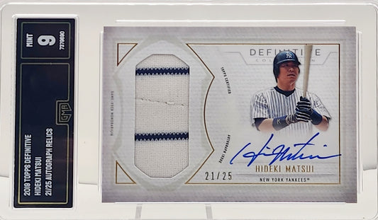 2019 Topps Definitive #DRAC-HM Hideki Matsui Auto Relics 21/25 GMA 9 Mint - walk-of-famesports