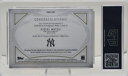 2019 Topps Definitive #DRAC-HM Hideki Matsui Auto Relics 21/25 GMA 9 Mint - walk-of-famesports