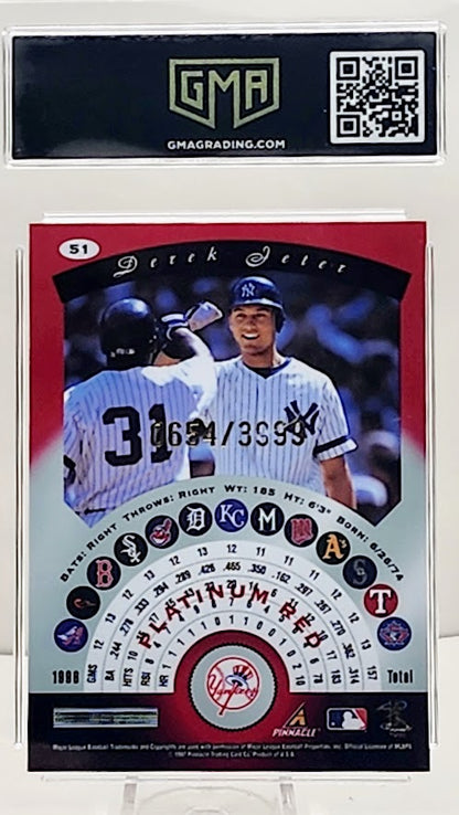 1997 Pinnacle Totally Certified #51 Derek Jeter Platinum Red 0654/3999 Yankees GMA 9 Mint - walk-of-famesports