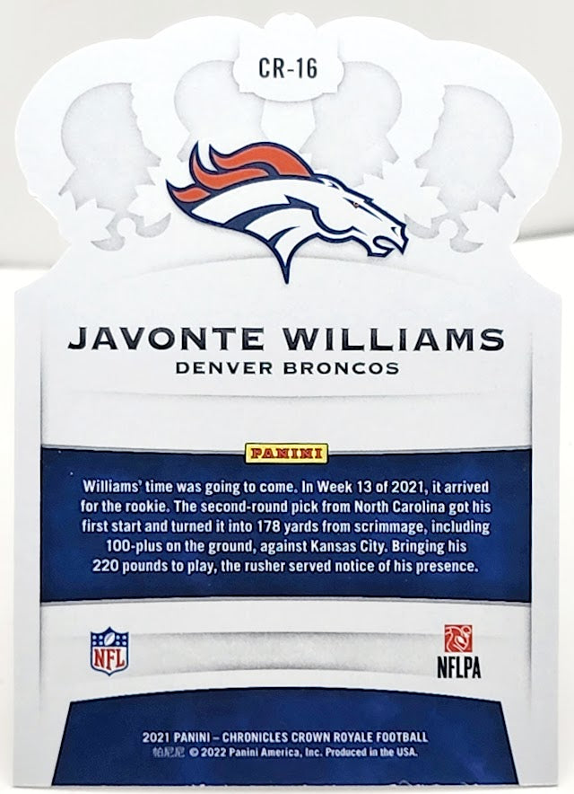 2021 Chronicles Crown Royale Javonte Williams Red RC #114/199 #CR-16 Denver - walk-of-famesports