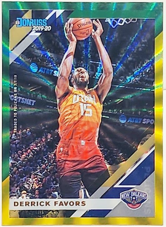 2019-20 Panini Donruss Holo Green and Yellow Laser Derrick Favors #192 - walk-of-famesports