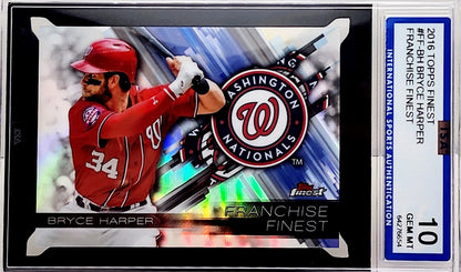 2016 Topps Finest Franchise Finest Refractor Nationals Bryce Harper Card #FF-BH ISA 10 Gem MT