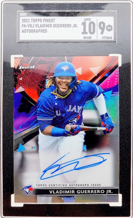 2021 Topps Finest Vladimir Guerrero Jr. Auto #FA-VGJ Blue Jays On Card Autograph SGC Auto 10 / 9 Mint