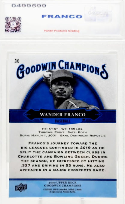 2020 Upper Deck Wander Franco ROOKIE Royal Blue Variation #30 Parish 10 Gem Mint