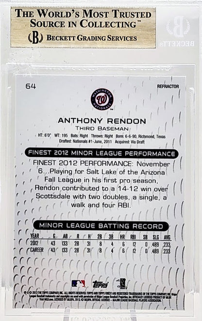 2013 Topps Finest X-Fractor Anthony Rendon #64 Rookie RC Becketts 9.5 Gem Mint