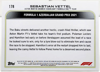 2022 Topps Chrome F1 Formula 1 #178 Sebastian Vettel Checker Flag X-Fractor