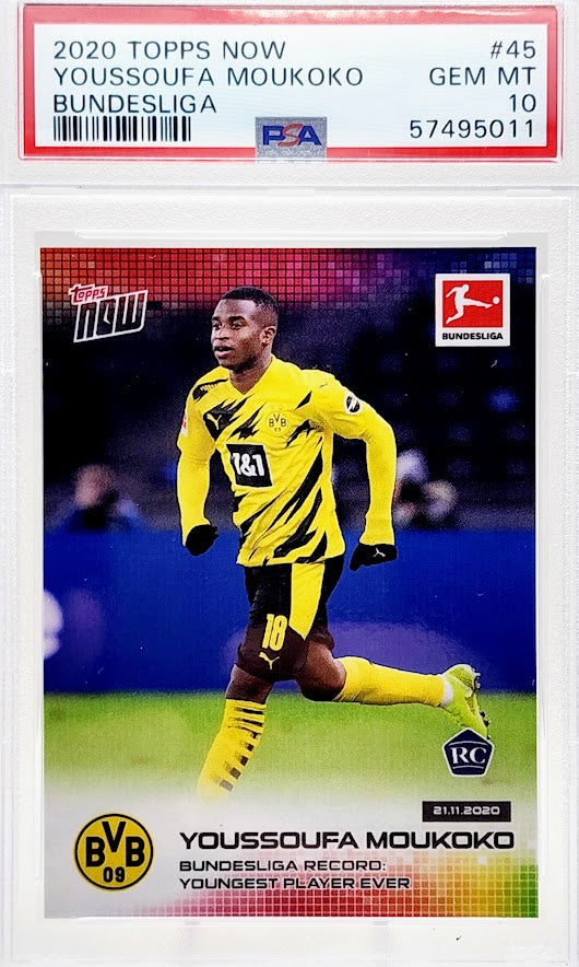 2020/21 Topps Now Bundesliga Youssoufa Moukoko #45 RC Rookie PSA 10 Gem Mint