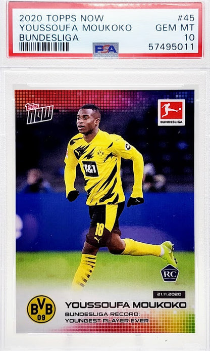 2020/21 Topps Now Bundesliga Youssoufa Moukoko #45 RC Rookie PSA 10 Gem Mint