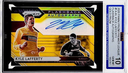 2020-21 Kyle Lafferty Prizm Gold Refractor Burnley Autographed Soccer Card 3/10 ISA 10 GEM Mint