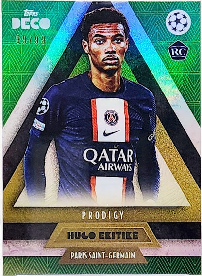 2022-23 Topps Deco Hugo Ekitike Rookie Green /99 PSG Prodigy RC PSA 8 Population 1