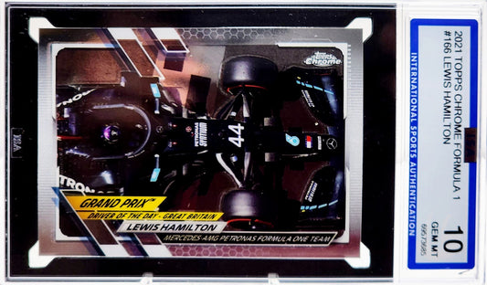 2021 Topps Chrome F1 #166 Lewis Hamilton Refractor SP ISA 10 Gem Mint Mercedes AMG