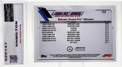 2021 Topps Chrome F1 Grand Prix Winner Checker Flag Refractor #152 Lewis Hamilton Parish 9 Mint