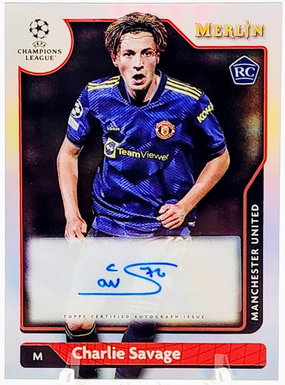 Charlie Savage 2021-22 Topps Merlin Chrome UCL Refractor RC Auto ML152