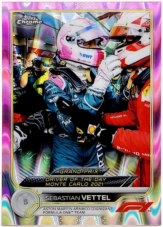 2022 Topps Chrome F1 #177 Pink Raywave Grand Prix Monte Carlo SEBASTIAN VETTEL /75