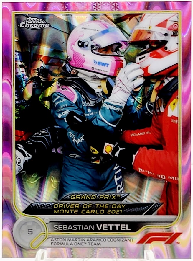 2022 Topps Chrome F1 #177 Pink Raywave Grand Prix Monte Carlo SEBASTIAN VETTEL /75
