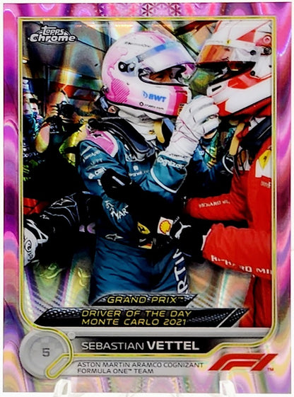 2022 Topps Chrome F1 #177 Pink Raywave Grand Prix Monte Carlo SEBASTIAN VETTEL /75
