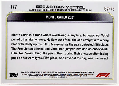 2022 Topps Chrome F1 #177 Pink Raywave Grand Prix Monte Carlo SEBASTIAN VETTEL /75