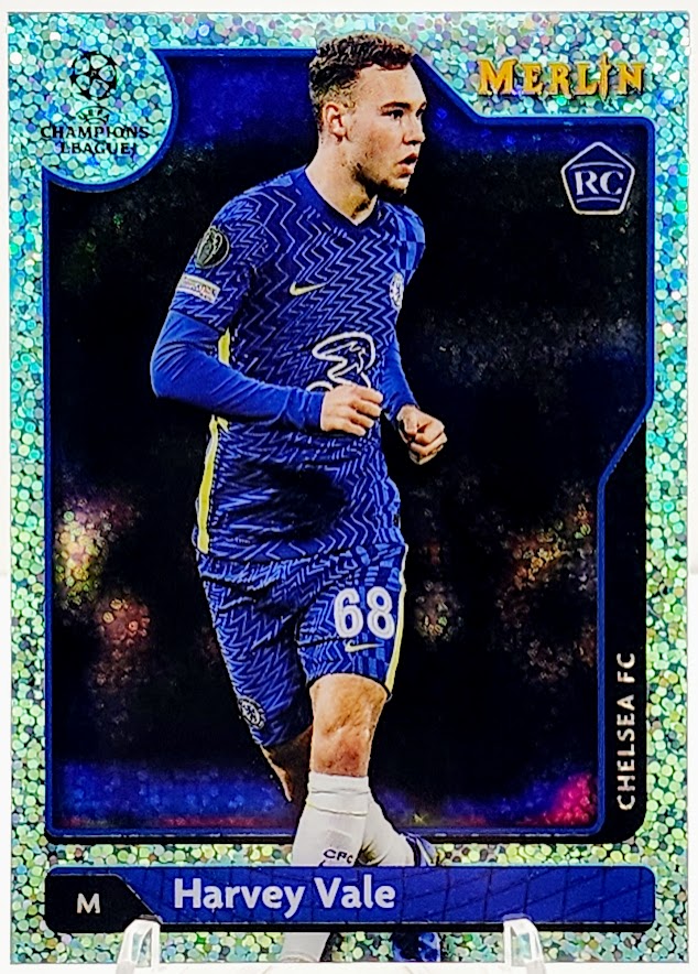 2021-22 Topps Merlin UEFA Harvey Vale /199 Aqua Speckle Refractor RC #58 CHELSEA