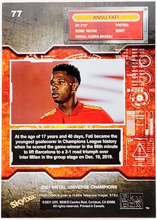 2021 Skybox Metal Universe Champions #77 Ansu Fati RC Rookie Card
